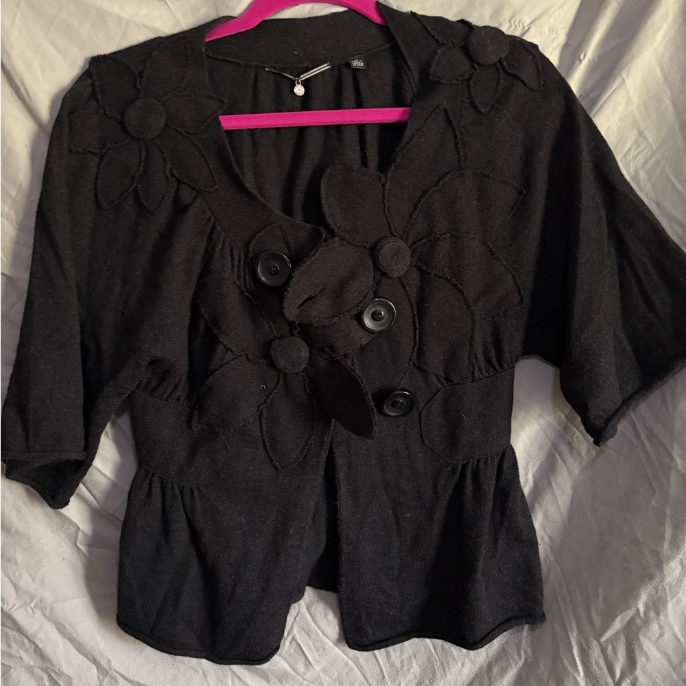 EUC Anthropologie Knit Knot Appliqué Cardigan Size XS